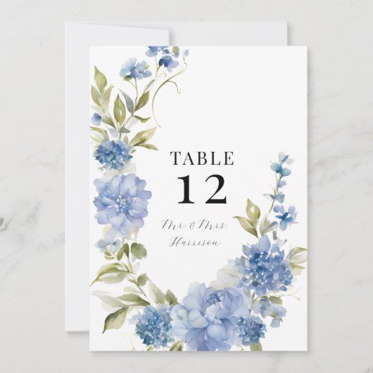 Moderne Lente Zomer Bloemen Blauw Hydrangea Bruilo Kaart (Voorkant)