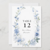 Moderne lente zomer bloemenblauw wit bruiloft kaart (Voorkant)