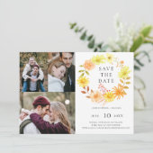 Moderne lente zonnebloemen 3 foto's Bewaar de datu Kaart (Staand voorkant)