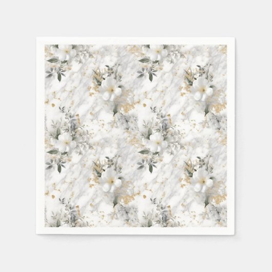 Moderne lentebloemen op marmer Bruidsdouche Servet (Voorkant)