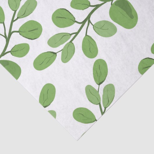 Moderne lentegroen botanische patroonbladeren tissuepapier (Detail)