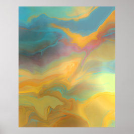 Moderne lentekleuren Abstracte schilderkunst Poster