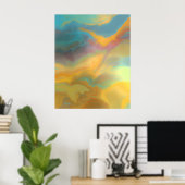 Moderne lentekleuren Abstracte schilderkunst Poster (Thuiskantoor)