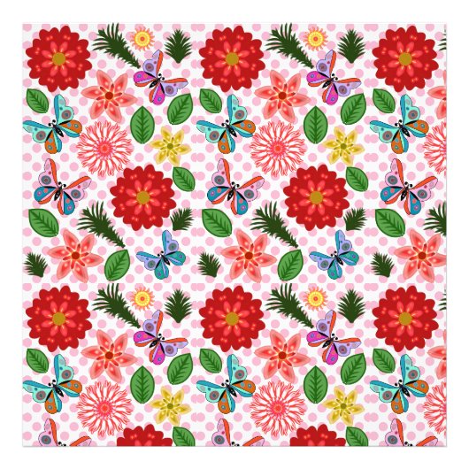 Moderne Lentetuin Vlinder Bloemig Foto Afdruk (Voorkant)