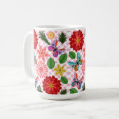 Moderne Lentetuin Vlinder Bloemig Koffiemok (Voorkant links)