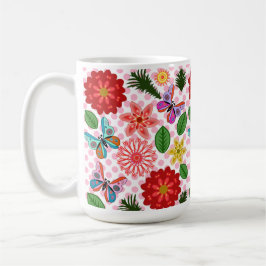 Moderne Lentetuin Vlinder Bloemig Koffiemok