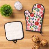 Moderne Lentetuin Vlinder Bloemig Ovenwant & Pannenlap Set (Top down)