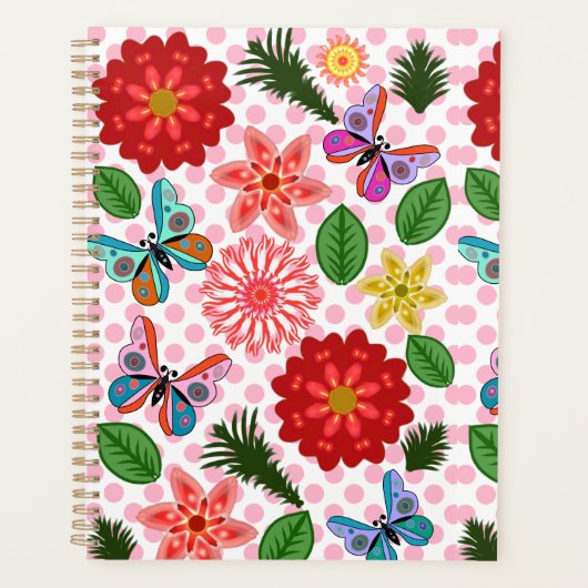 Moderne Lentetuin Vlinder Bloemig Planner (Voorkant)