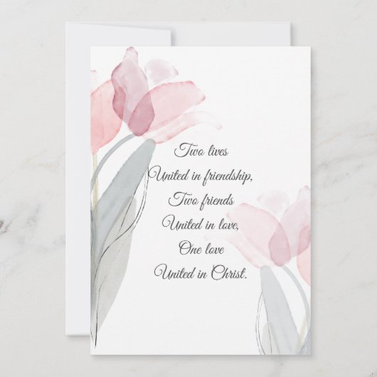 Moderne lentroze tulpen Inspirerend Save The Date (Achterkant)