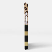 Moderne Leonard Print Gouden Zwarte Strepen Monogr iPhone Hoesje (Linkerkant)