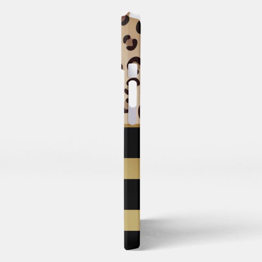 Moderne Leonard Print Gouden Zwarte Strepen Monogr iPhone Hoesje (Linkerkant)