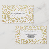 Moderne leopard-patroon luxe faux goudglitter visitekaartje (Voorkant / Achterkant)