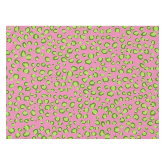 Moderne leopard Pattern Animal Print Green Roze Tafelkleed (Voorkant (Horizontaal))