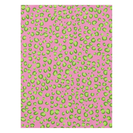 Moderne leopard Pattern Animal Print Green Roze Tafelkleed (Voorkant)