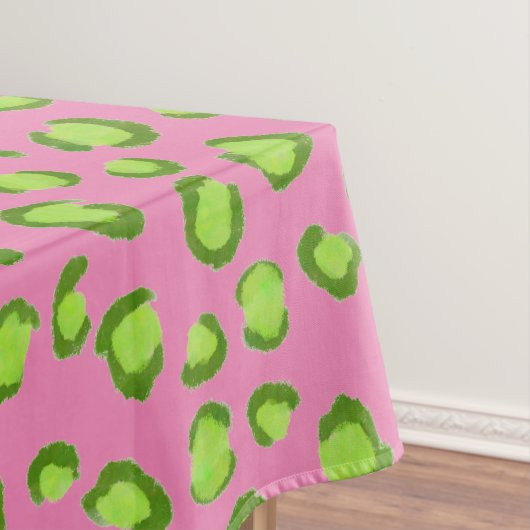 Moderne leopard Pattern Animal Print Green Roze Tafelkleed (Voorbeeld)