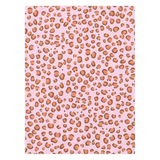 Moderne leopard Pattern Animal Print Red Roze Tafelkleed (Voorkant)
