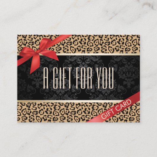 Moderne Leopard Print Cadeaubonnen Kortingskaartje (Voorkant)