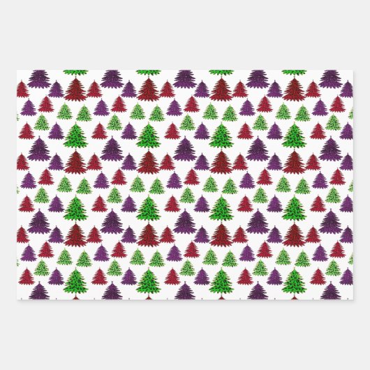 Moderne Leopard Print Multi Kleuren Kerstbomen Inpakpapier Vel (Voorkant 2)
