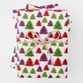 Moderne Leopard Print Multi Kleuren Kerstbomen Inpakpapier Vel (In situ)
