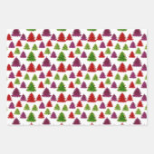 Moderne Leopard Print Multi Kleuren Kerstbomen Inpakpapier Vel (Voorkant)