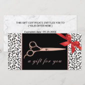 Moderne leopard Roos Gold Scissor Cadeaubonnen (Voorkant / Achterkant)