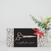Moderne leopard Roos Gold Scissor Cadeaubonnen (Staand voorkant)