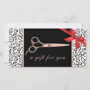 Moderne leopard Roos Gold Scissor Cadeaubonnen
