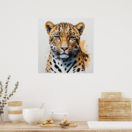 Moderne Leopard schilderij Wild Art Poster (Keuken)