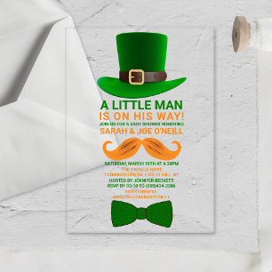 Moderne Leprechaun St. Patrick's Day Baby Shower Acryl Uitnodigingen