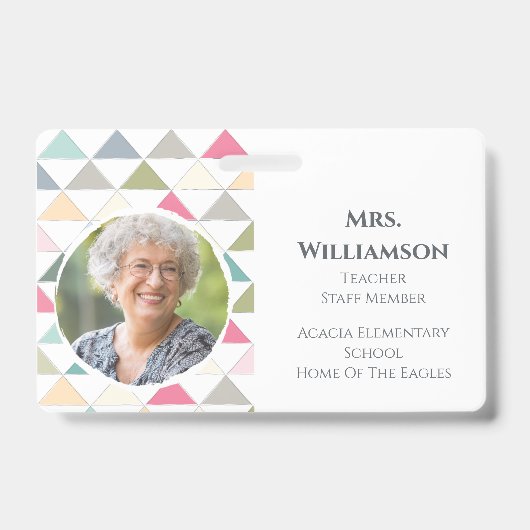 Moderne leraar educator Personeel Foto ID Colorful Badge (Voorkant)