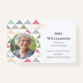 Moderne leraar educator Personeel Foto ID Colorful Badge