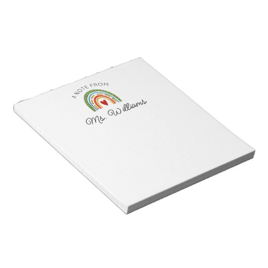 Moderne Leraar Kleurrijke Boho Regenboog Aangepast Notitieblok (Schuin)