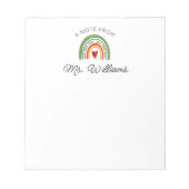 Moderne Leraar Kleurrijke Boho Regenboog Aangepast Notitieblok (Voorkant)
