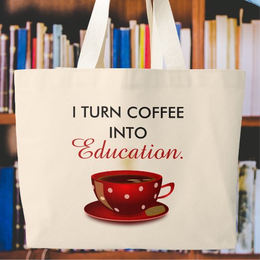 Moderne leraar koffie in het onderwijs grote tote bag