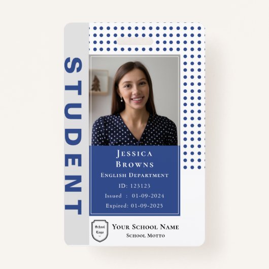 Moderne leraar / student Deep Blue Photo Universit Badge (Voorkant)