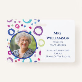 Moderne lerarendocent Personeel Foto ID Badge