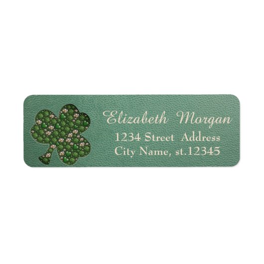 Moderne leren look,Shamrock,St. Patrick's Day Etiket (Voorkant)