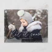 Moderne Let It Snow Script Foto Feestdagenkaart (Voorkant)