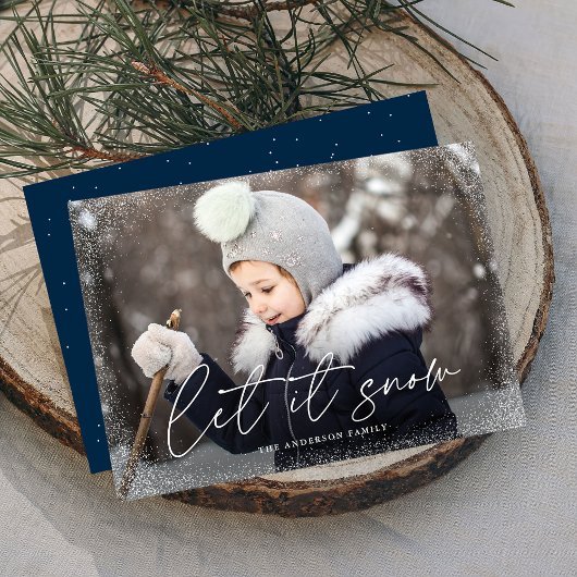 Moderne Let It Snow Script Foto Feestdagenkaart