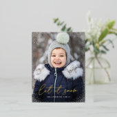 Moderne Let it Snow Script Foto Folie Feestdagen Briefkaart (Staand Voorkant)