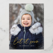 Moderne Let it Snow Script Foto Folie Feestdagen Briefkaart (Voorkant)