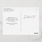 Moderne Let it Snow Script Foto Folie Feestdagen Briefkaart (Achterkant)