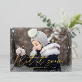 Moderne Let It Snow-tekst Folie Feestdagenkaart (Staand Voorkant)