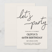 Moderne Let's Party 60e verjaardag Kaart (Voorkant / Achterkant)