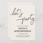 Moderne Let's Party 90e verjaardag Kaart (Voorkant / Achterkant)