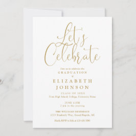 Moderne Lets vieren Gouden Script Afstudeerfeest Kaart
