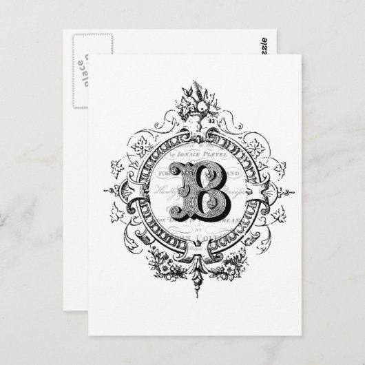 Moderne letter B van het Franse monogram Briefkaart (Voorkant / Achterkant)