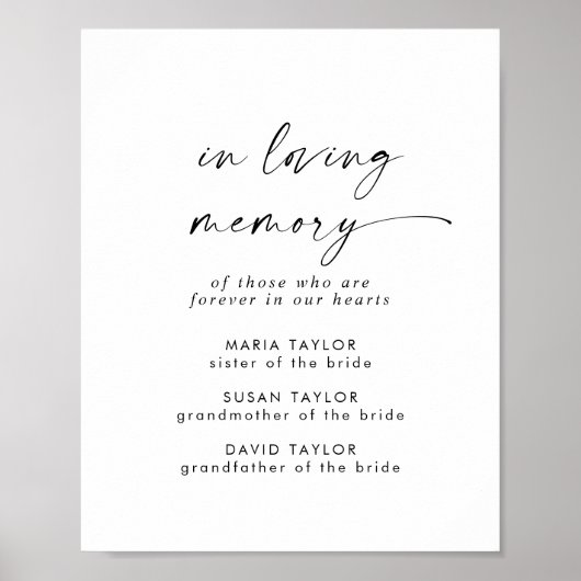 Moderne Letter In Lieve Herinnering Trouwherdenkin Poster (Voorkant)