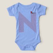 Moderne Letter N Initiaal Monogram Baby Bodypakje (Design voorkant)