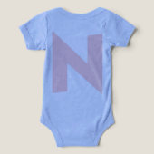 Moderne Letter N Initiaal Monogram Baby Bodypakje (Design achterkant)